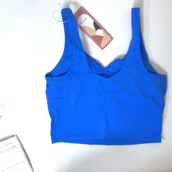 Royal Blue Cropped Workout Top V-Neck Built-In Bra Sz S, Colorskin - Picture 10 of 16